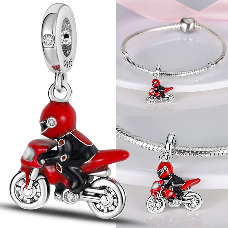 925 Sterling Silber Charm-Perlen Kaffee Ei Toast Sonne Mond Motorrad Schmetterling Frucht DIY Armband Halskette Geschenk für Frauen – Detail 17