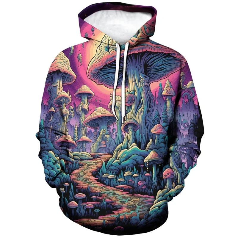 

Cartoon 3D Printing Plants Mushroom Hoodie For Men Fashion Funny Hoody Sweatshirt Harajuku Y2k Pullovers Children Clothes