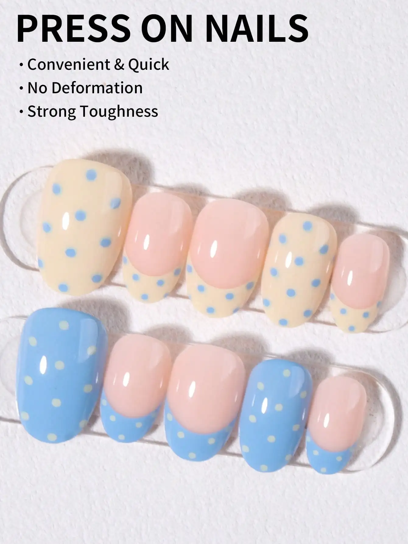 24pcs Short Oval Polka Dot Nail Art Fake Nails Set, Includes 1 Double-Sided Adhesive And 1 Nail File, Short Polka Dot Nail Art Makes Your Fingertips Shine And Attract, Perfect For Parties, Dancing And Daily Use