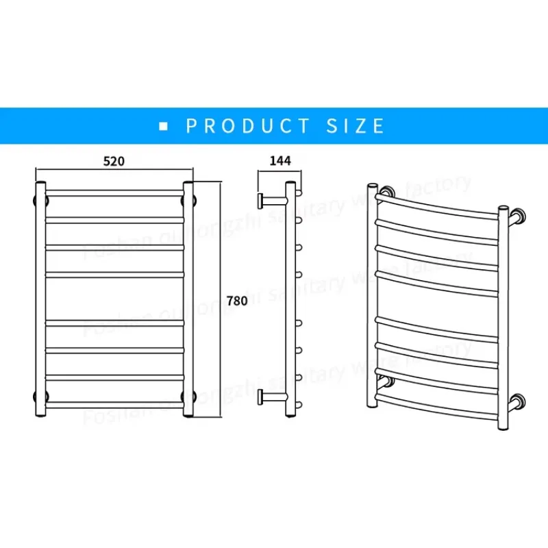 Настенная полотенцесушитель из нержавеющей стали с электрическим подогревом для ванной комнаты
