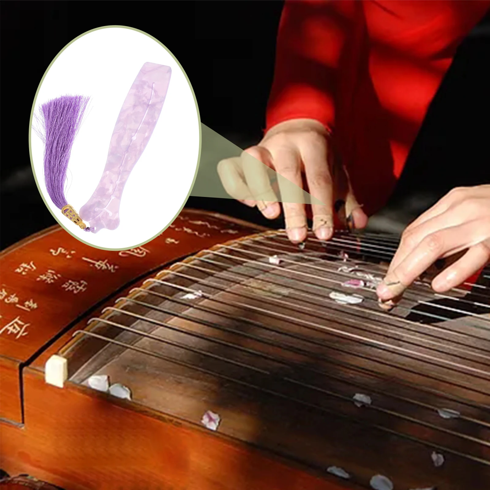 

Vintage Lightweight Portable Guzheng Nail Storage Board Abs Cloth Material Small Organizer For Pipa Picks Guitar Nails Anti-Loss