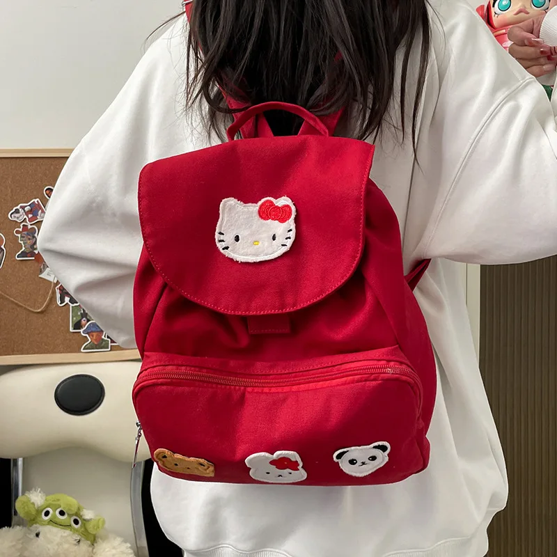 Kawaii Hello Kitty Bags for Girls Fashion Red Hello Kitty Backpack Bags Knapsack Outdoor Bag Children Cartoon Figure Bag Gifts