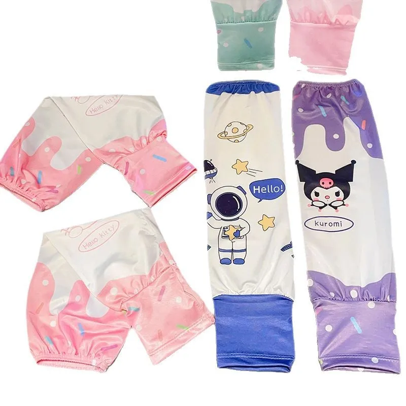 أكمام ثلجية للأطفال، أكمام واقية من الشمس في الهواء الطلق للفتيات، أكمام أطفال صيفية لطيفة من الحرير الجليدي قابلة للتنفس