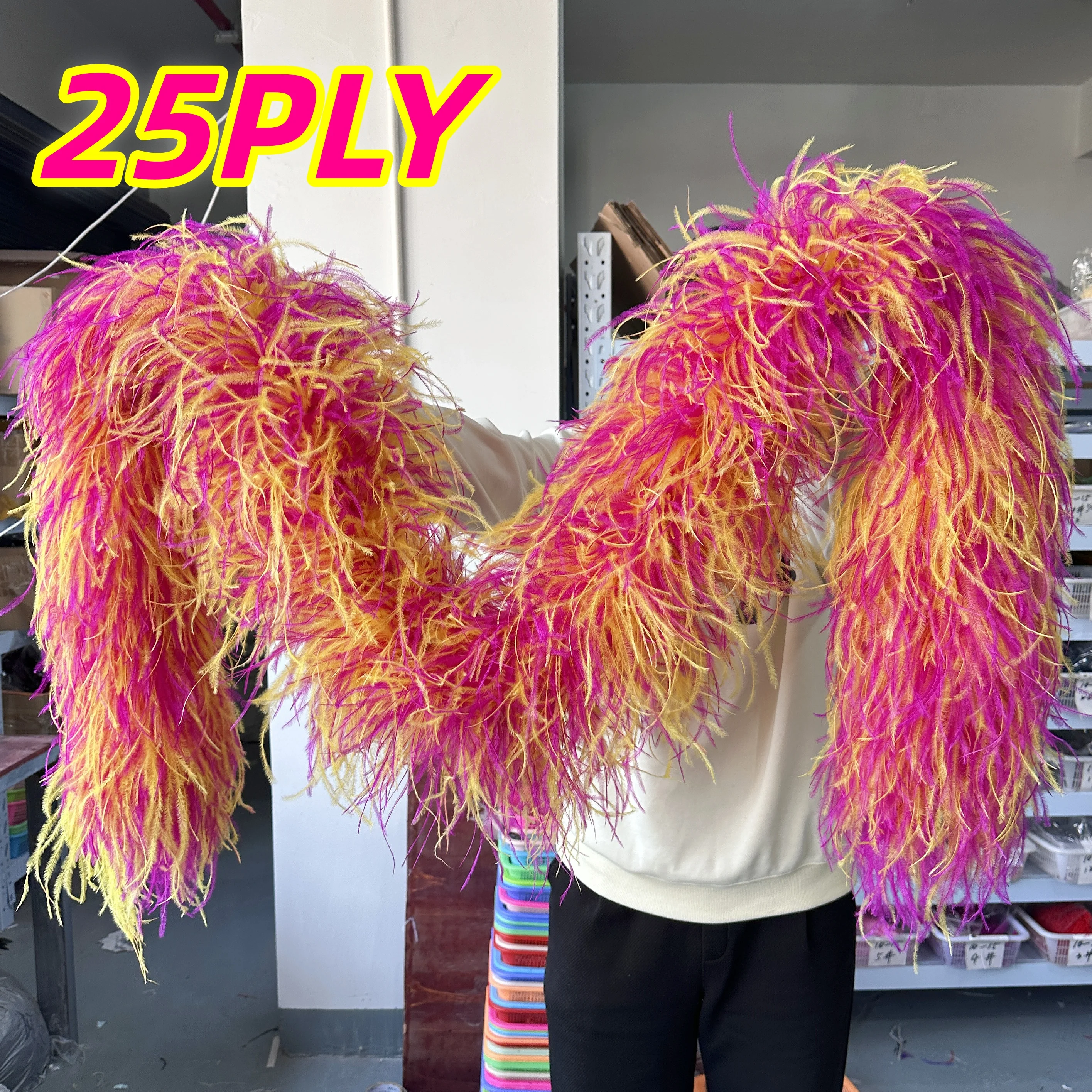 Natural Ostrich Feather Boa 6 10 15 20 25 Ply Mixing Multicolor Plumas Trim for Costume Clothing Shawl Sewing Decoration
