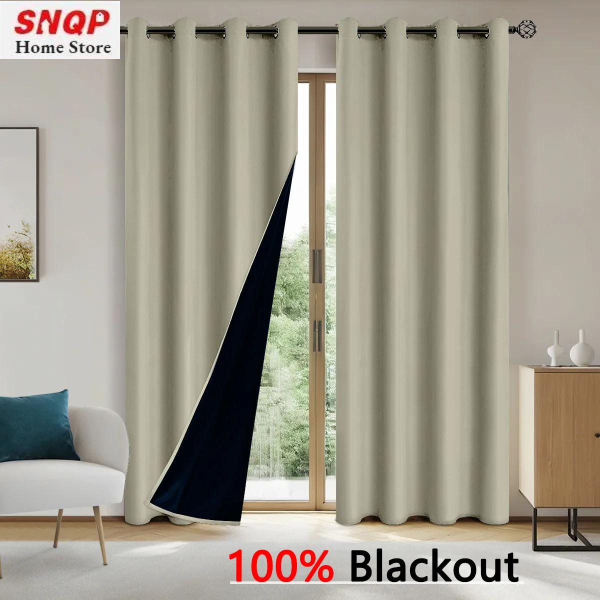 

1Pc 100% Blackout Curtains for Living Room Bedroom Thermal Insulated Lining Waterproof Window Decor Kitchen 창문커텐 Door blinds
