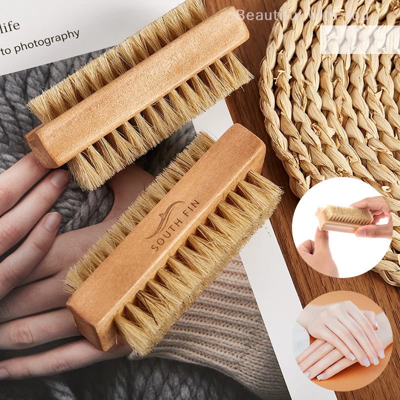 

Double-sided Natural Hair Nail Brush Manicure Pedicure Wood Handle Soft Remove Dust Nail Cleaning Tools Brush For Nail Care