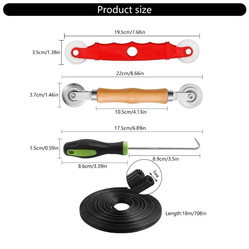 Herramienta reparación pantalla 652F, herramienta enrollable pantalla ventana 4 piezas, herramienta rodillo