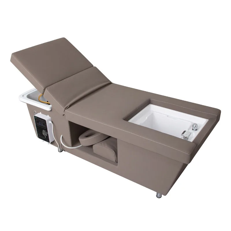 Modern Synthetic Leather Salon Shampoo Chair with Massage Pedicure & Back Lifting Functions for Bathroom and Gym Use