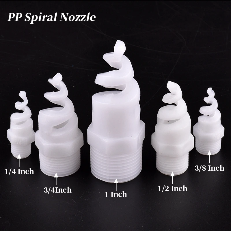 

5Pcs 1/4"~1" Male Thread PP Spiral Nozzle Sprinkler Garden Irrigation Watering Spiral Cone Nozzle Spray Head Cleaning Fittings