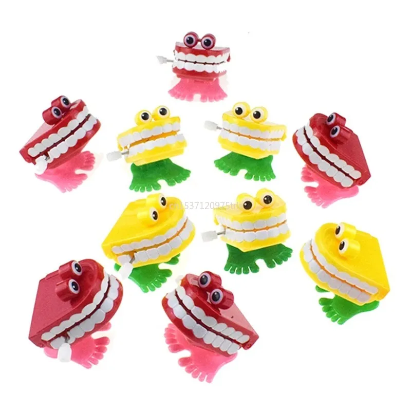 

Novelty Chattering Chomping Winding Up Toy Walking Teeth Toy with Eyes, Kids Toy Party Favor Walking Mouth, Red, Yellow