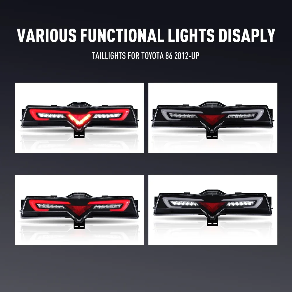 زوج من أضواء خلفية LED لتويوتا 86 12-UP (مصد LED) عكس الفرامل إشارة دوران السيارة الخلفية الذيل ضوء الجمعية التوصيل والتشغيل