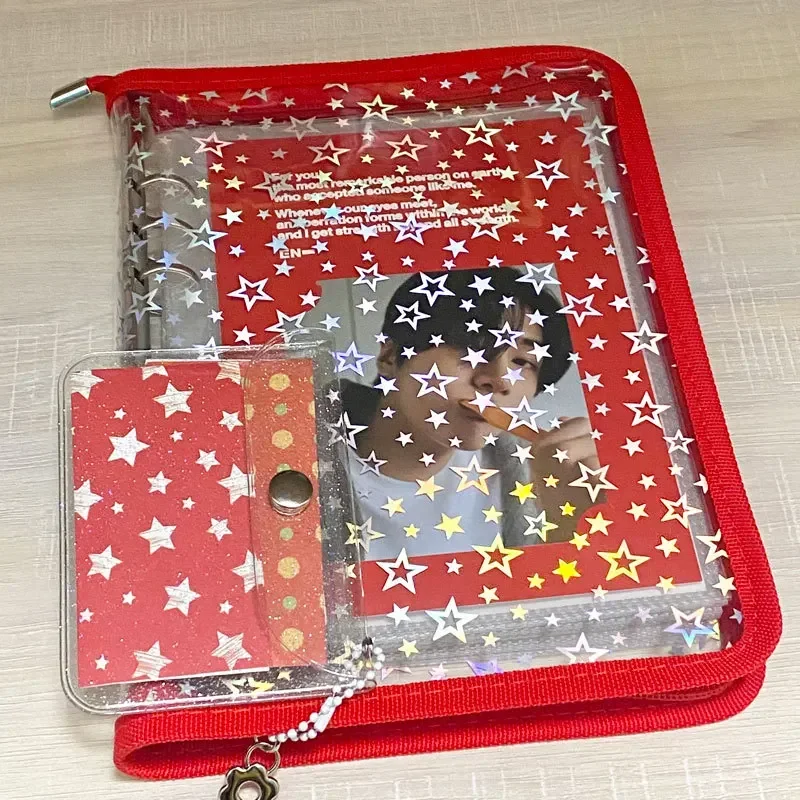 A5 Glitter Red DIY Binder Photocards Collect Book Diary Agenda Planner DIY Cover Album Stationery