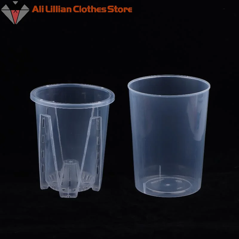 !Double-Layer Automatic Watering Flower Pot Plastic Transparent Planter W Holes Butterfly Orchid Root Control Pot Gardening Tool