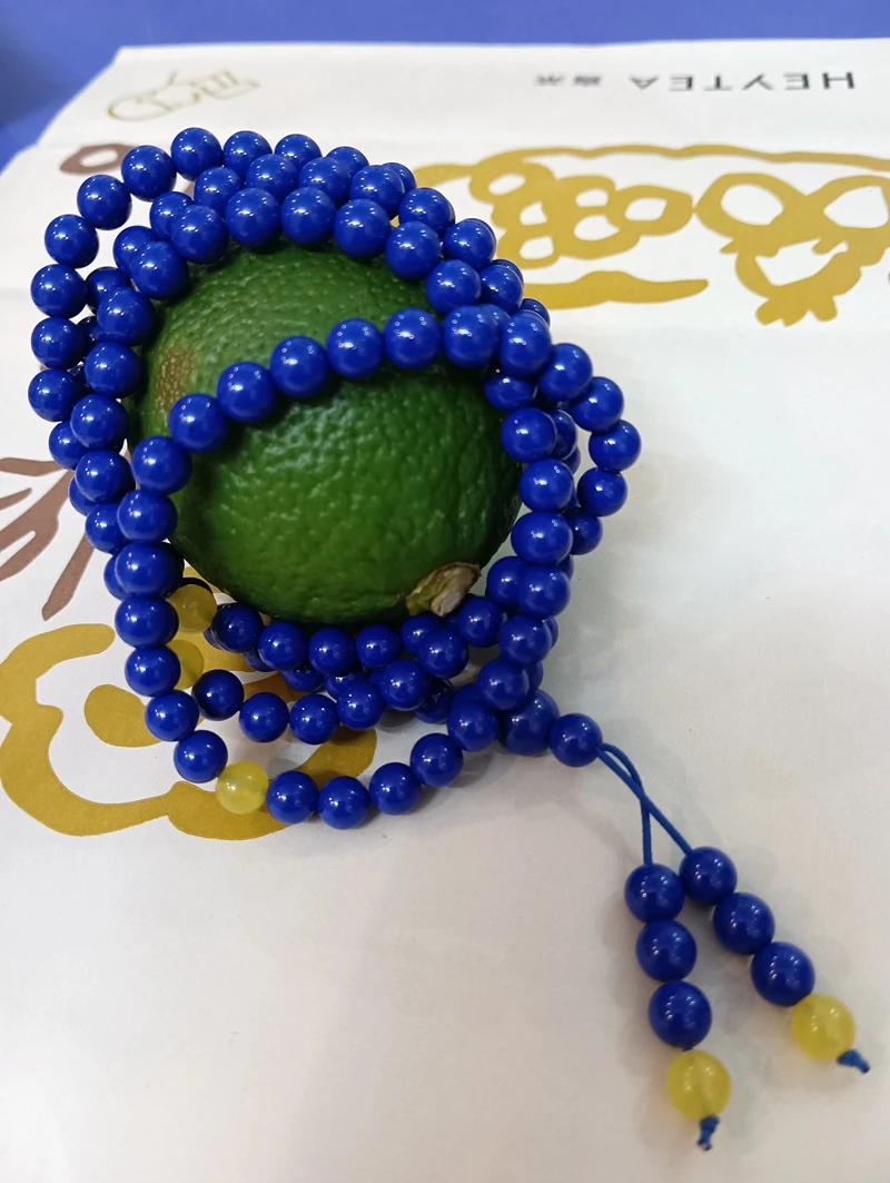 

6mm*108 Beads Home Ornament Rosary Amulet Blue Gemstones Hanging Bangle Buddhism Talisman