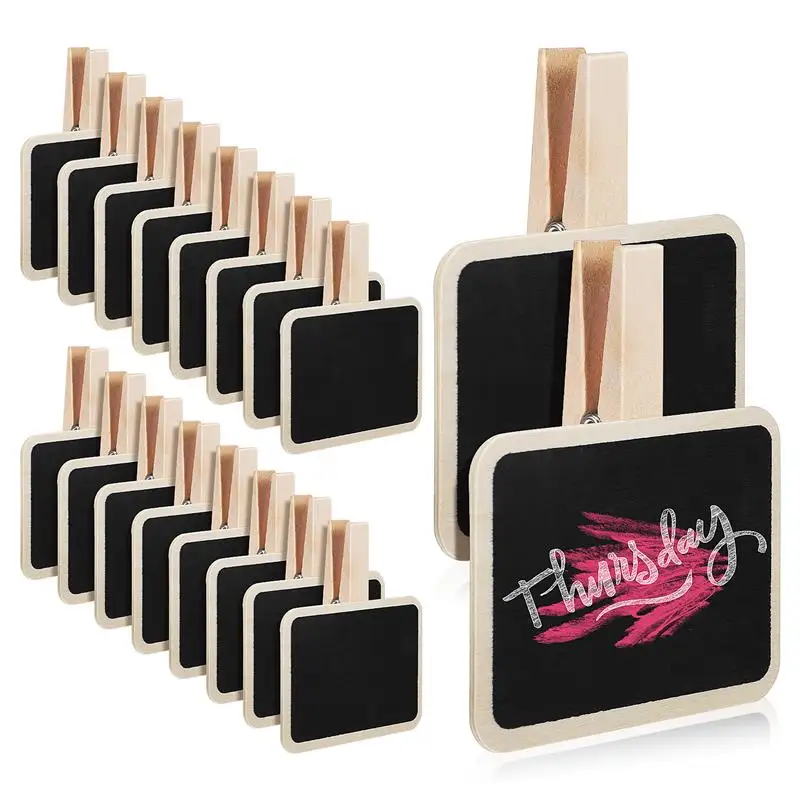 Mini pizarra pequeña de madera para Buffet, letreros de comida, Clips para fotos, etiquetas de mercancía para fiestas, 20 unidades