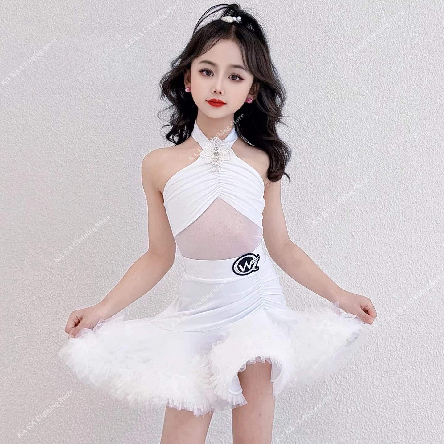 

Костюм для латиноамериканских танцев для девочек, платье для сальсы, бальных танцев, стандартное детское танцевальное платье, юбка для соревнований и выступлений