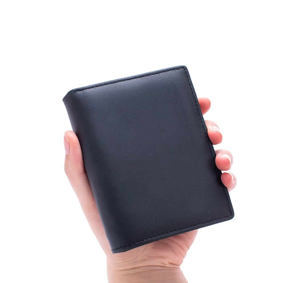 

Натуральный кожаный кошелек из воловьей кожи высшего качества для мужчин с RFID-защитой, антивандальный держатель для карт, вместительный кошелек из воловьей кожи