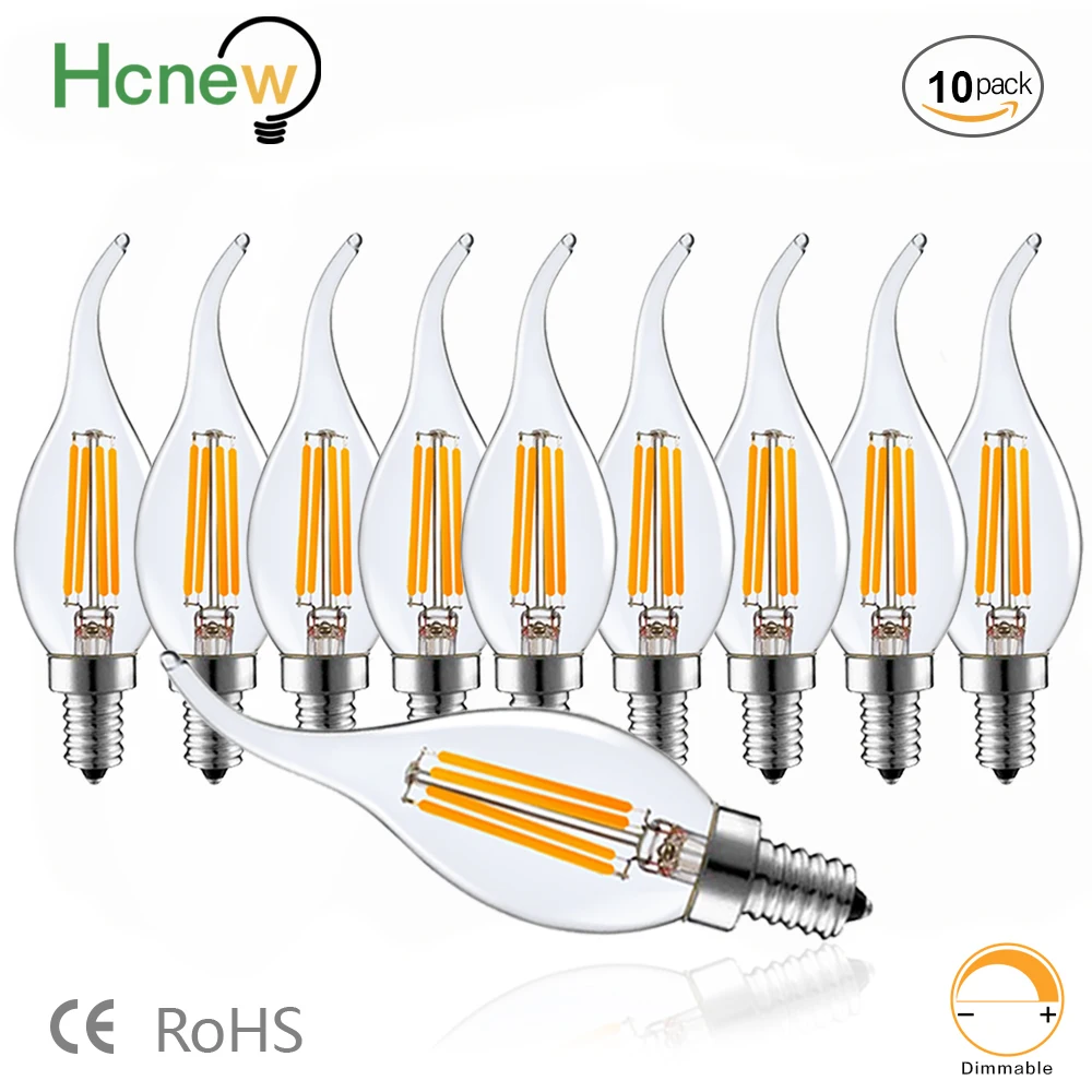 Ampoules LED C35T E14 E12 110V 220V, Bougies à Filament 4W 6W, Lustres de Remplacement, Plafonnier Vintage, Décoration de la Maison