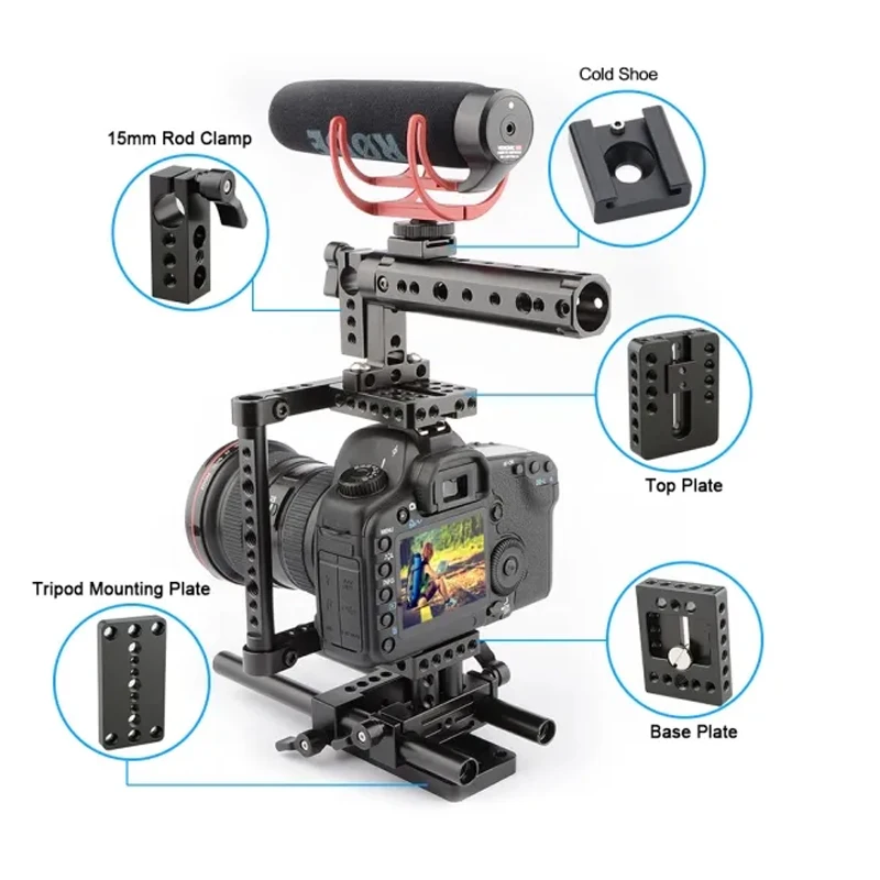 HDRIG Camera Cage Rig z górnym uchwytem do montażu na statywie do aparatów Canon Nikon Sony Panasonnic GH4/GH3/GH2