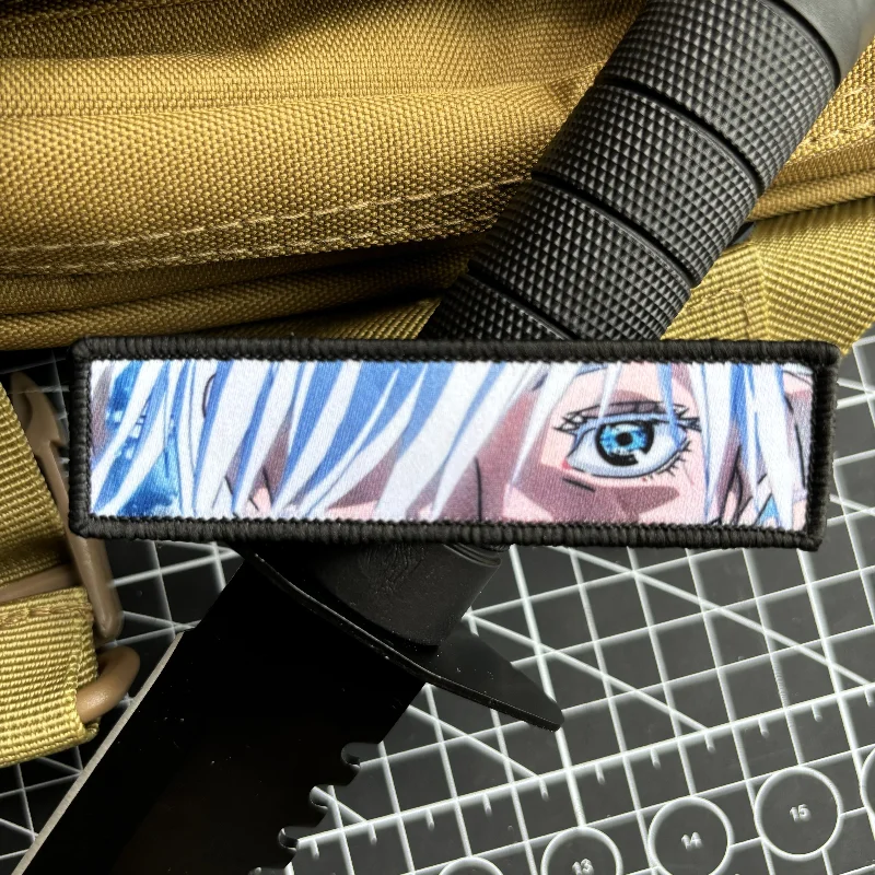 Anime Jujutsu Kaisen Gojo Satoru Eye Morale BadgeCharacter Eyes Patch Hook and Loop Printing Tactical Military Backpack Sticker