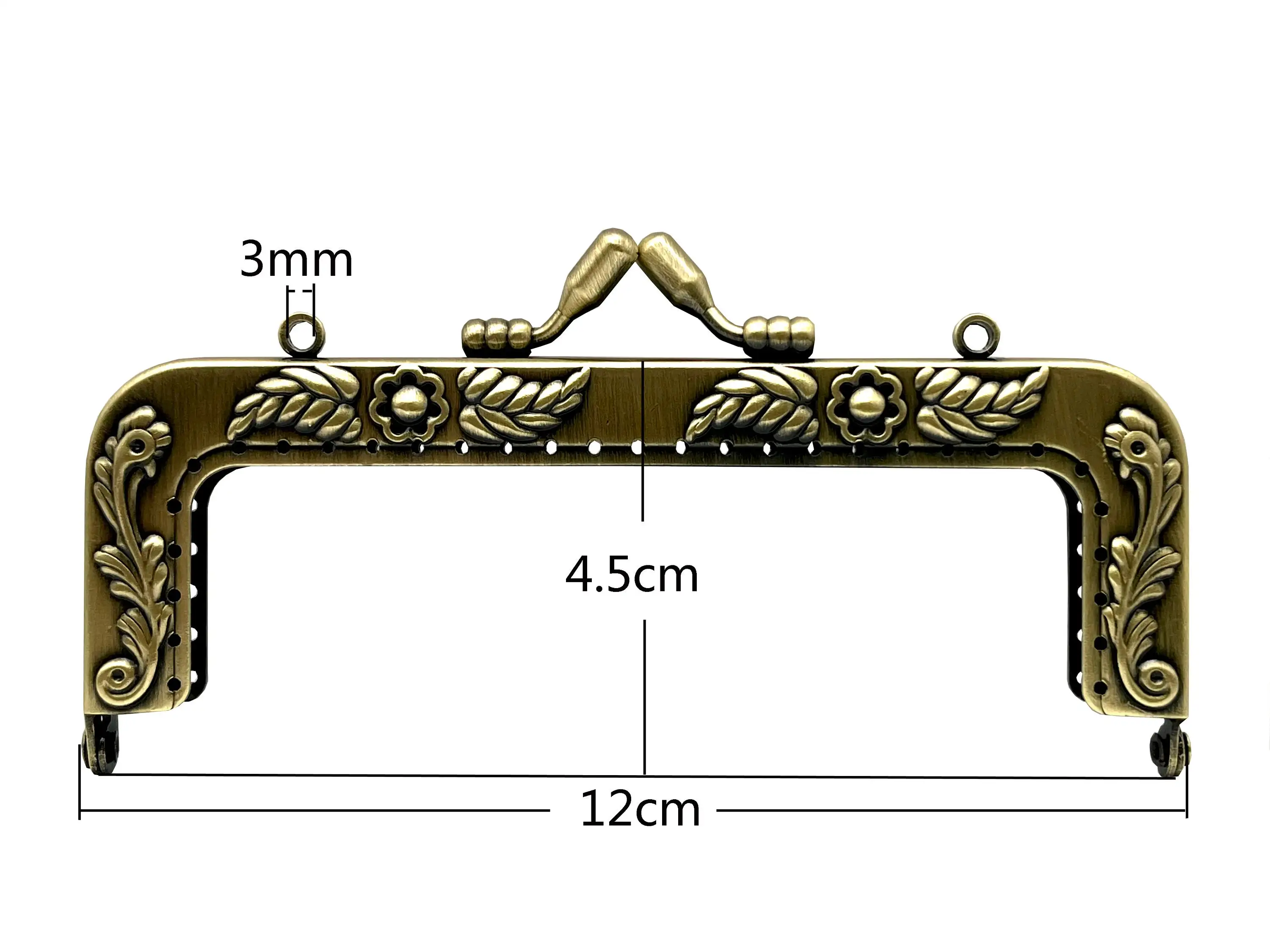 1 Set New Factory  4 3/4 inch 12 cm Vintage fancy Zinc alloy Emboss bag purse pouch frame hardware supply Handle Anti bronze