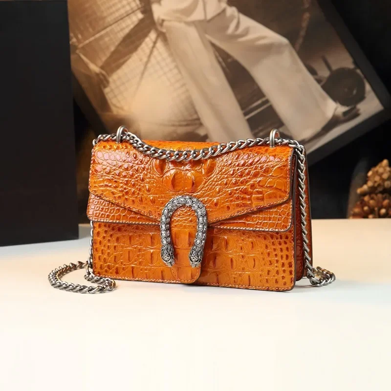 

Yangqi Wine God Bag 2025 New Fashionable Shoulder Bag Genuine Leather Women's Bag Crocodile Leather Atmospheric Chain