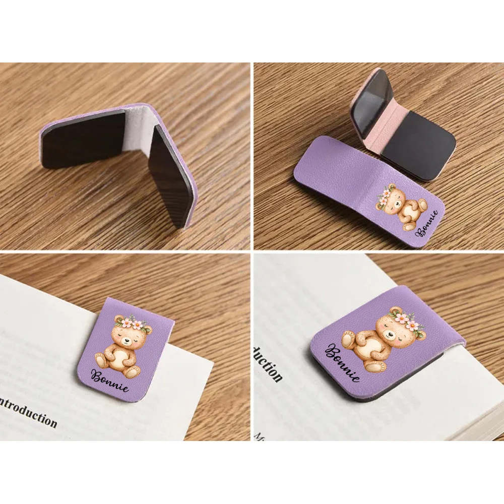 1pc Name Bookmark with cute animals,Custom Leather cute animals Bookmark,Personalized Magnetic Bookmark,Book Lover Birthday Gift