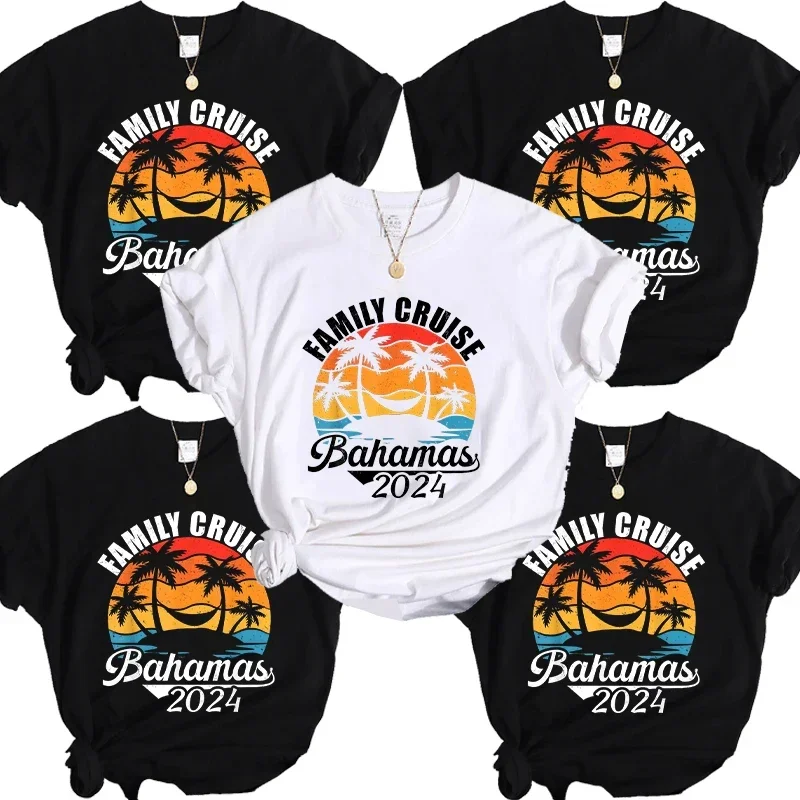 Bahamas Vacation Party Tees Shirt Graphic Y2k Tops Family Cruise 2024 Summer Matching T-Shirt Summer Trip Ship Unisex Clothing