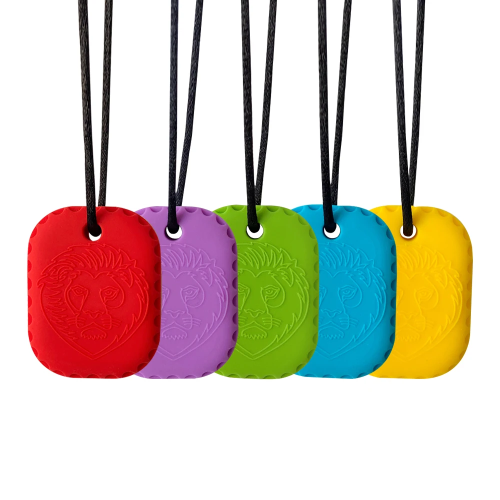 1/5pcs New Creative Lion Shape Silicone Necklace for Children Fashion Chewable Teether Necklaces Jewelry Gift