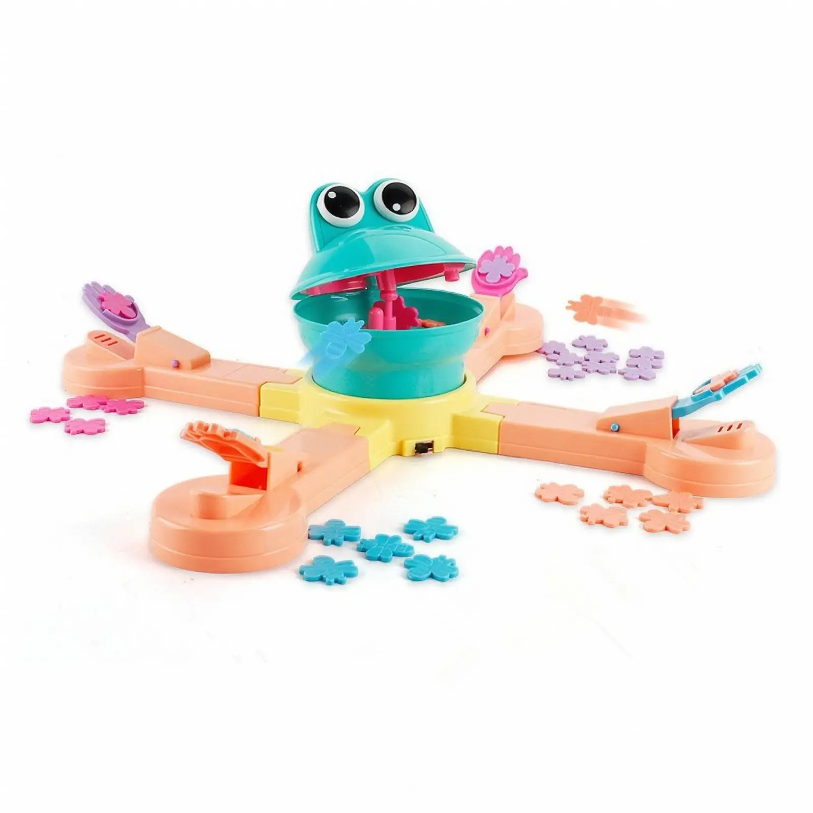 Musical Frog Playthin Feeding Game Plastic Interactive Toy for Kids Coordination Fun