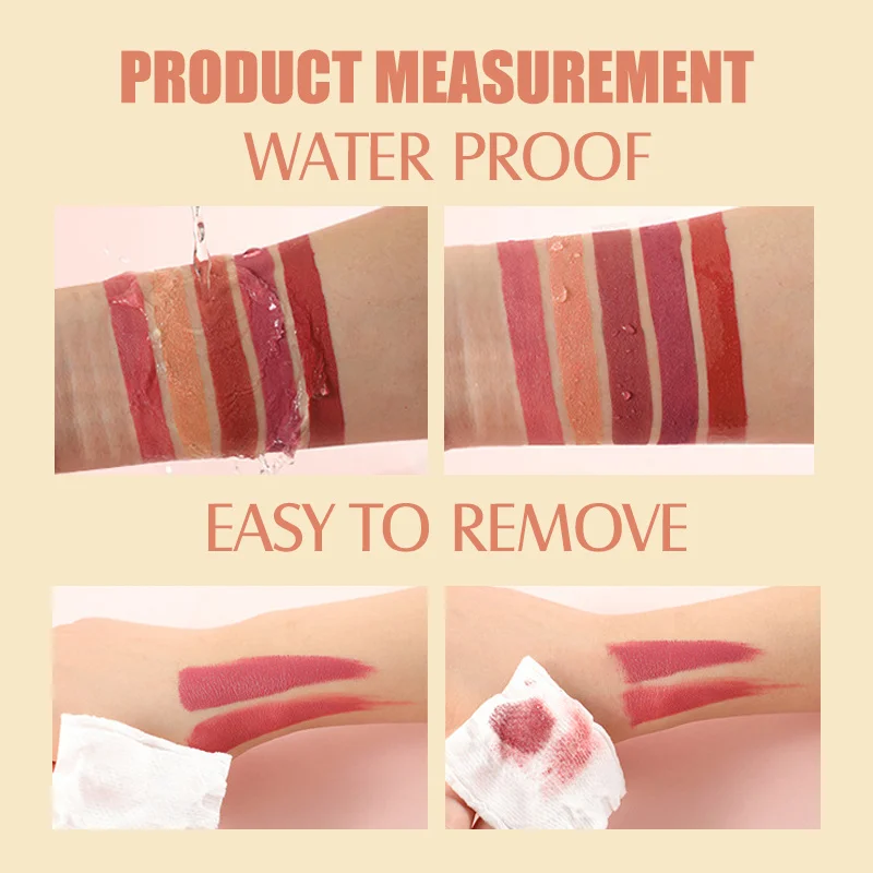 Set di rossetti opachi a lunga durata 5 colori Lip Gloss Pastello Rossetto Rubino Rosso Nudo Marrone profondo Prugna Impermeabile 24 ore Trucco labbra Regalo