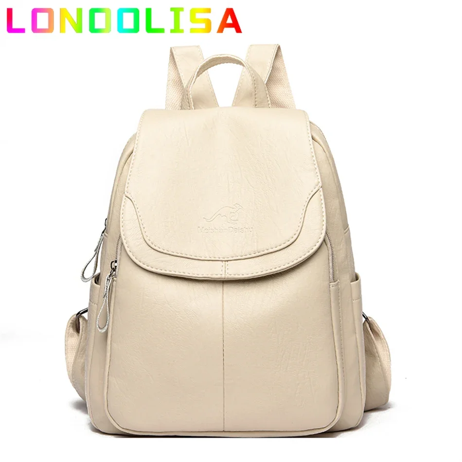 High Quality Soft Leather Backpacks Purses for Women Casual Daypack Vintage Bagpack School Bags for Teen Girls Mochilas Rucksack