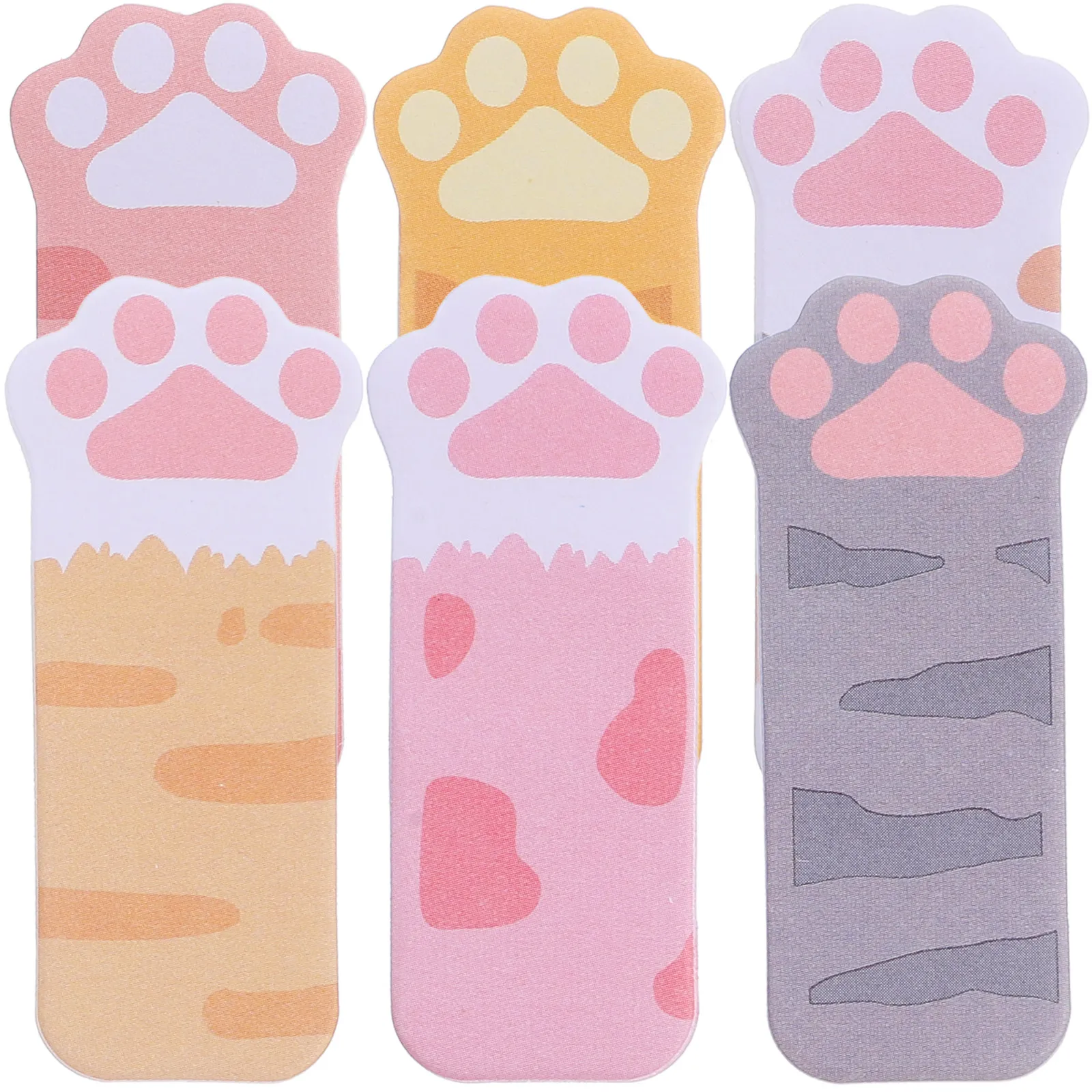 6Sets Cute Cat Paw Memo Pads Compact Self Adhesive Note Pads for Reading Page Markers Schedule Planning School Supplies Office