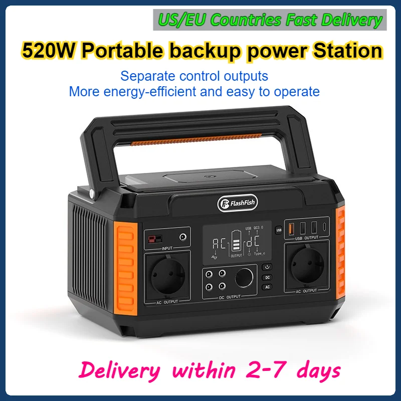 

140400mAh Portable Power Station 520Wh Emergency Solar Generator Battery Pack Power Bank Outdoor for Camping Laptop Supply RV