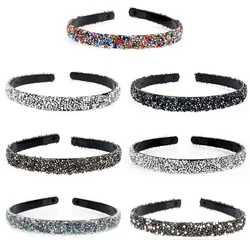 Luxo pérola strass headbands para mulheres, fino, brilhante, arco-íris cristal, hairbands dentes, aro cabelo menina, acessórios cabelo, moda