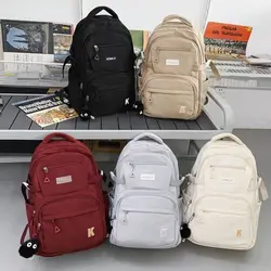 Canvas Backpack Student Schoolbag Large Capacity Outdoor Backpacks Children's Bags Thin Light Fashion Shoulder Bag