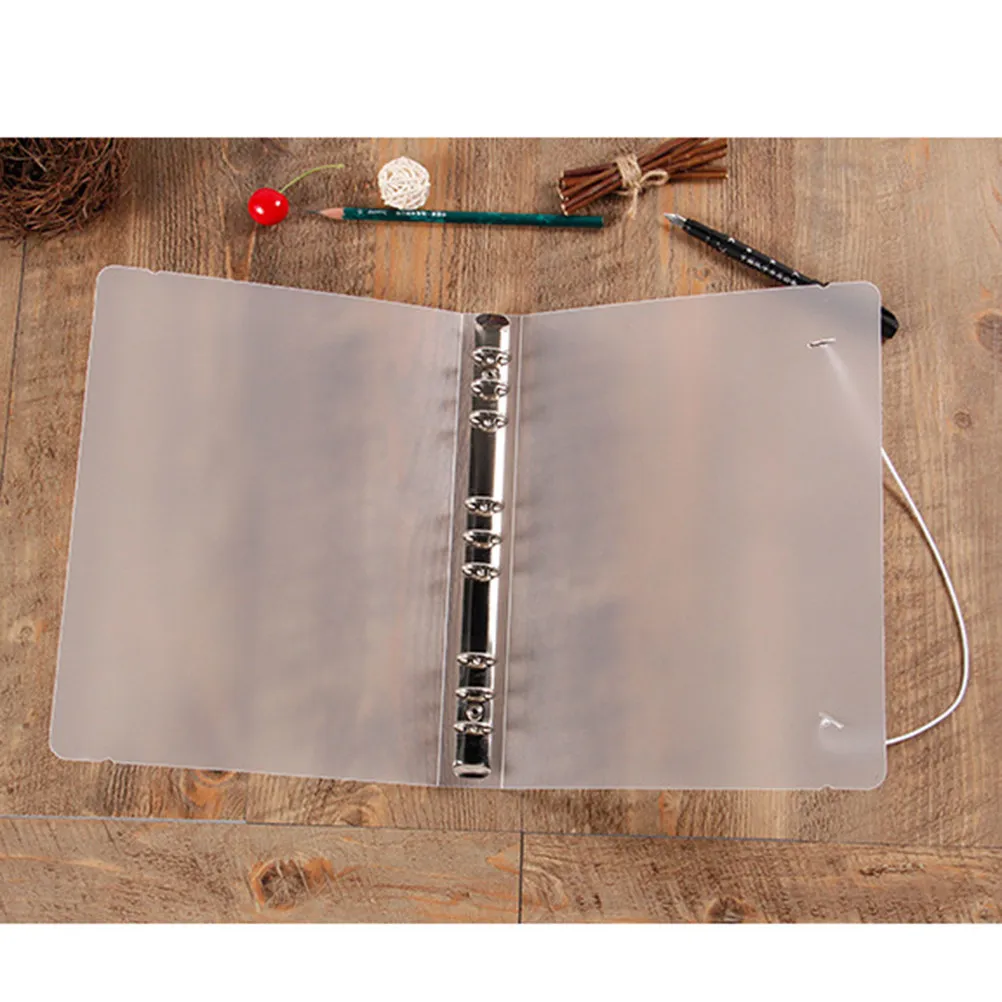 

A6 Frosted Binder Folder File Binder Semi Transparent PP Material for School Office Business Sorting Clip Elastic Band Portable