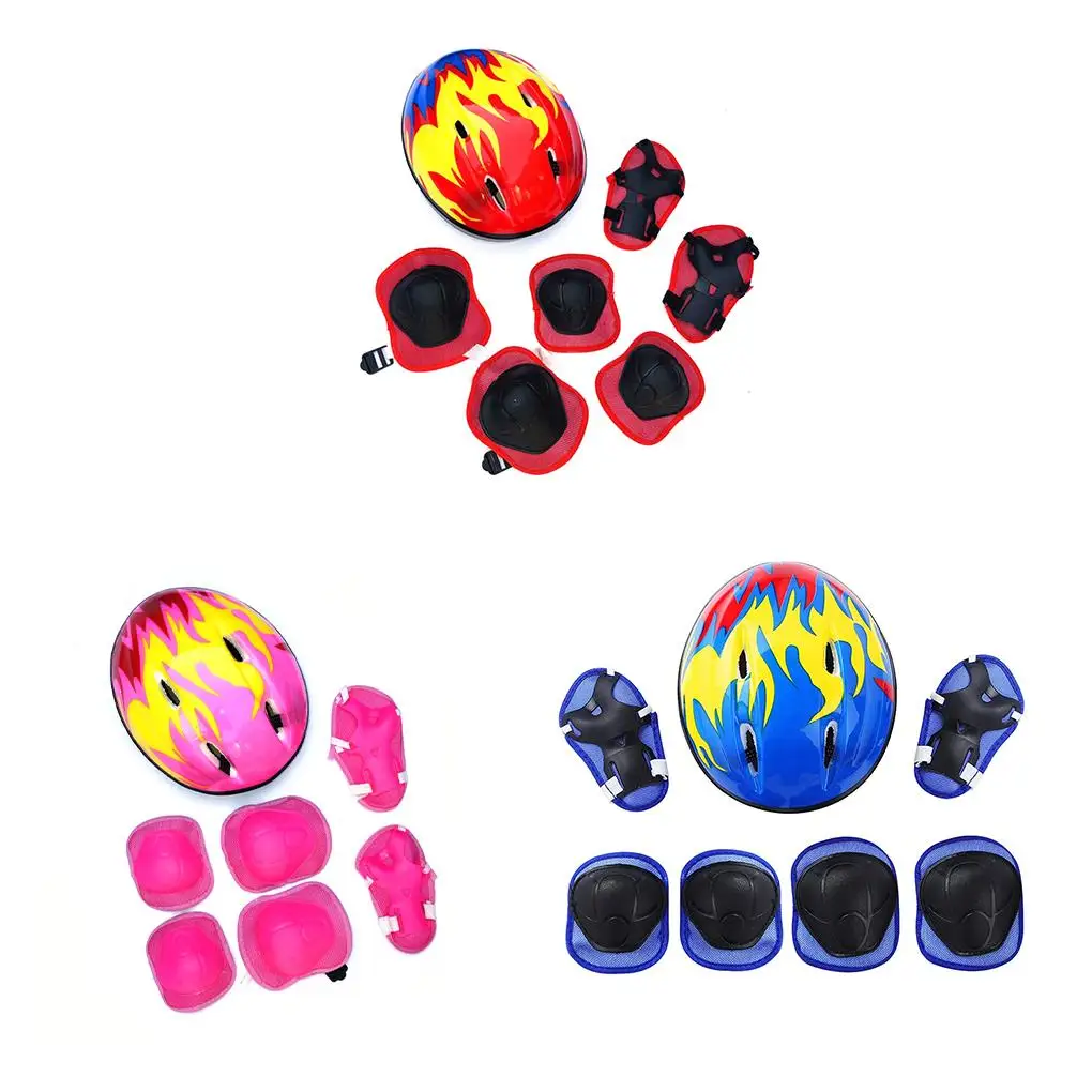 7pcs set Protective Gear Lightweight Adjustable Helmet Balance Wrist Pads Shell Impact Resistance with Vents Bicycle