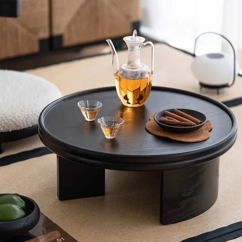 

Solid wood antique tatami coffee table seat bay window balcony Chinese low tea table and chair combination