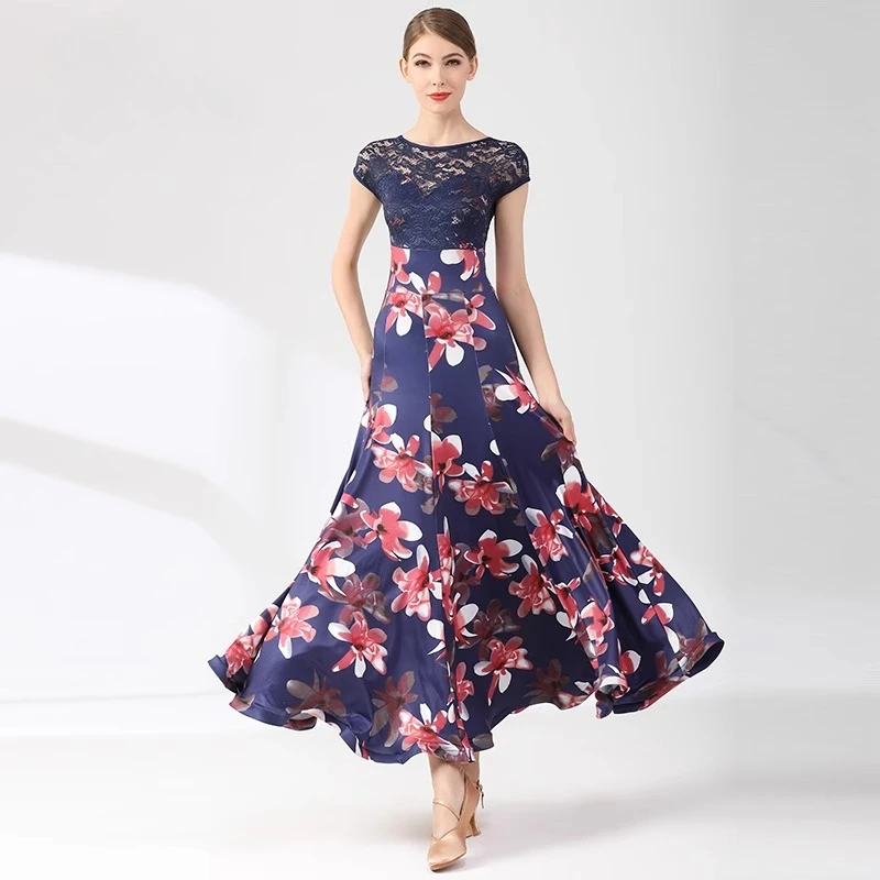 

Ballroom Dance Dresses for Women Competition Prin Flower Waltz Dress 2025 New High-end Modern Dance Costumes