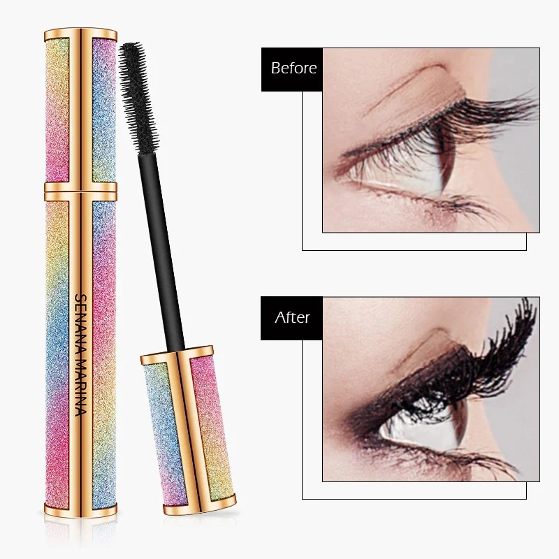 SENANA 4D Starry Silk Fiber Lashes Thick Lengthening Mascara +eyeliner waterproof Sweatproof lasting quick drying  cosmetics set