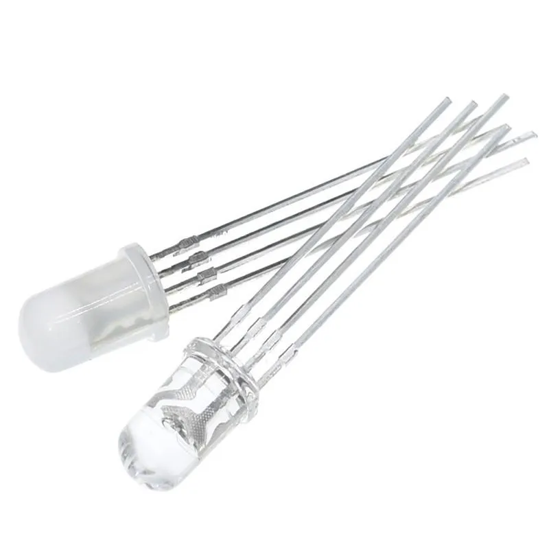 100 قطعة عالية السطوع WS2812B من خلال ثقب LED حبة F5 RGB المدمج في IC 5 فولت للبرمجة 5 مللي متر لون الحلم كامل اللون شفاف #2