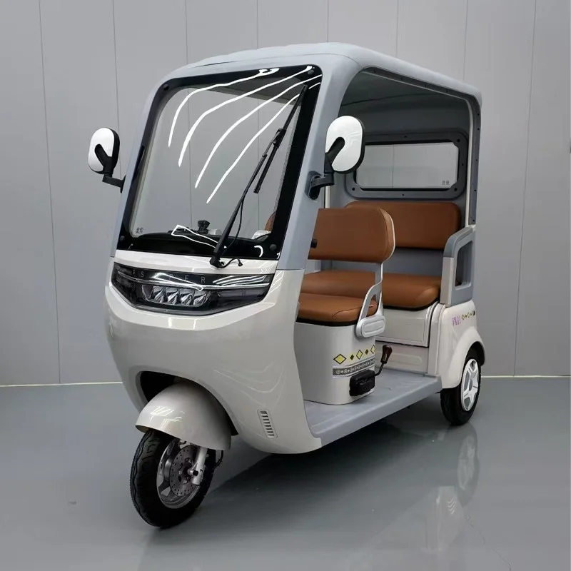 New Electric Tricycle with Canopy, Double-row Transportation, Leisure Electric Caravan, Sun Protection and Rain Protection