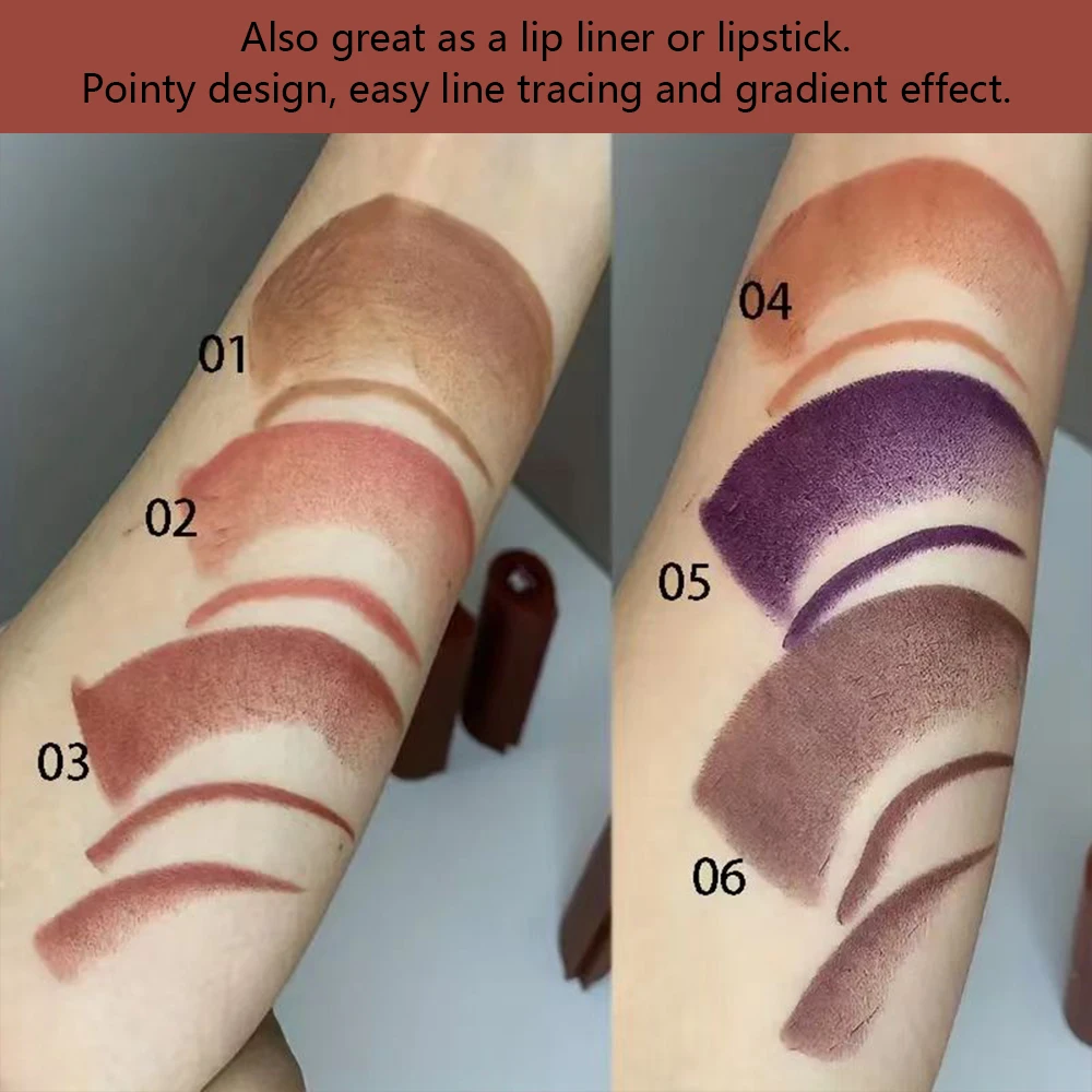 6 Color Matte Lip Liner & Lipstick Duo - Long-Lasting, Cone Tip, Purple Shades for All Skin Types
