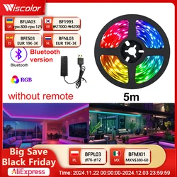 Wiscolor  5V USB tira de luz LED , Bluetooth APP Control RGB5050 Luz LED, 1-5M Led Cinta de TV Retroiluminación Habitación Decoración de Navidad