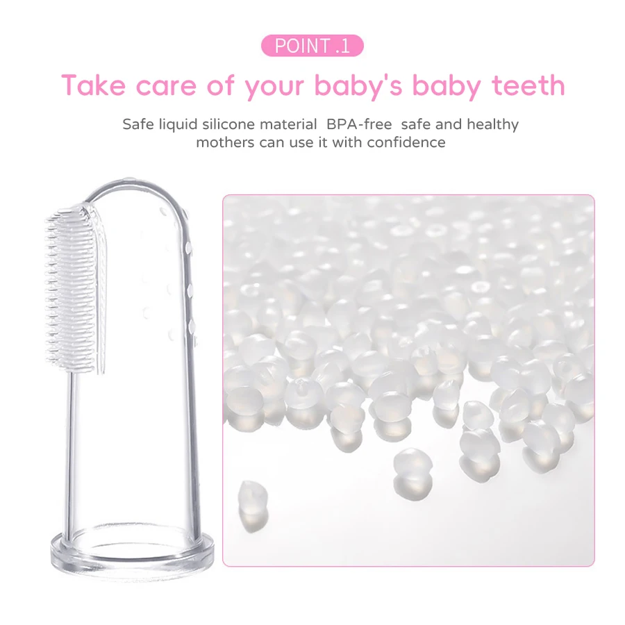 Baby finger toothbrush baby milk toothbrush tongue cleaning brush, soft silicone material, does not hurt the teeth clean mouth