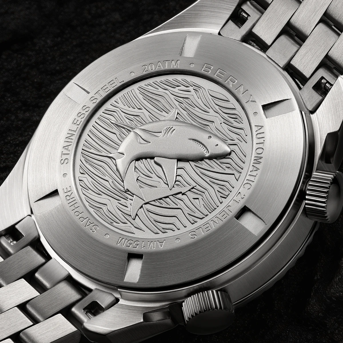 BERNY Automatische Taucheruhr für Herren, Top-Luxus, Saphirglas, 316L-Stahl, New Wave-Zifferblatt, 200 m wasserdicht, mechanische Taucher-Herrenuhren – Detail 19