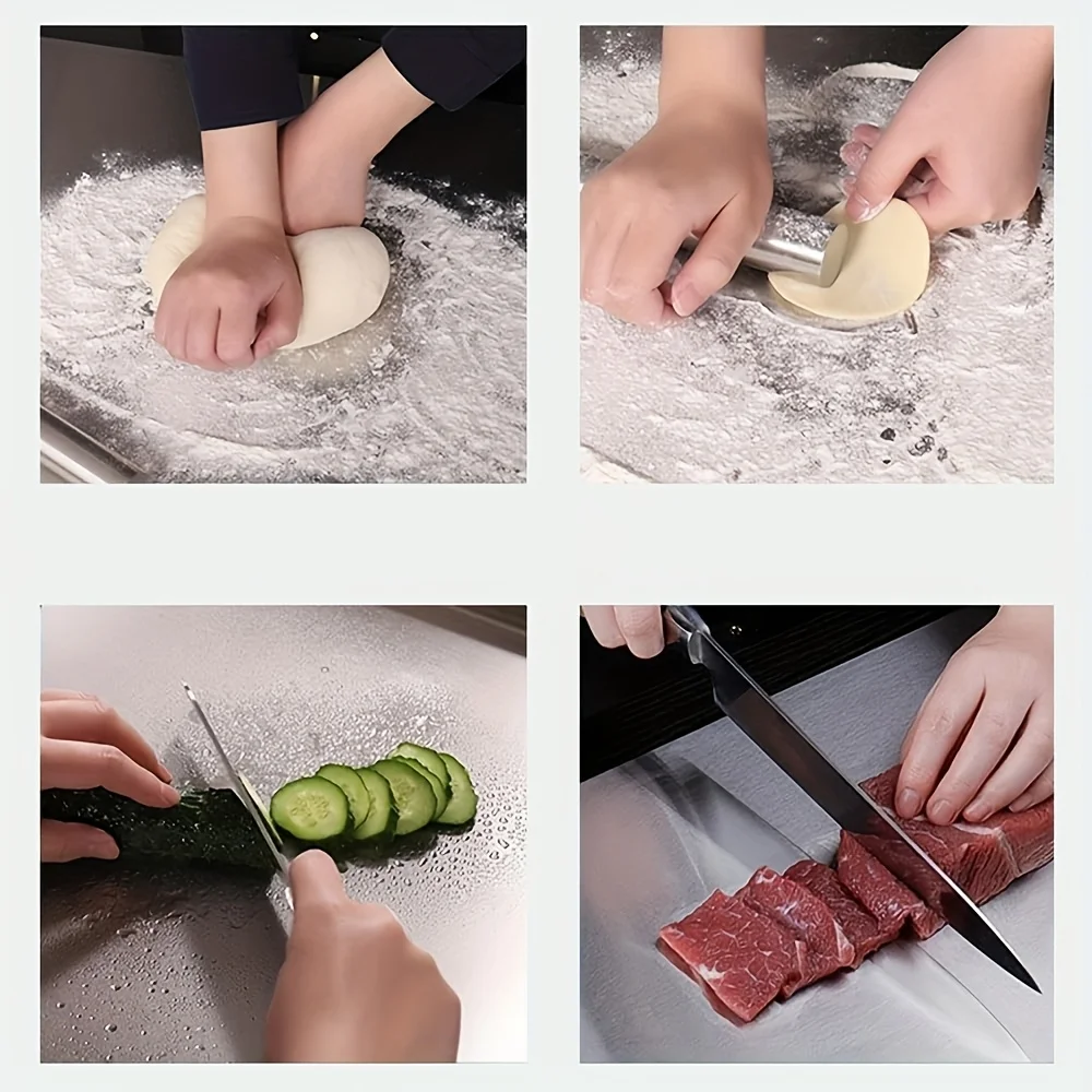 Edelstahl-Schneidebrett – robust, rutschfest, zum Fleisch, Gemüse und Backen | Leicht zu reinigen mit Sicherheitslippe – Detail 5