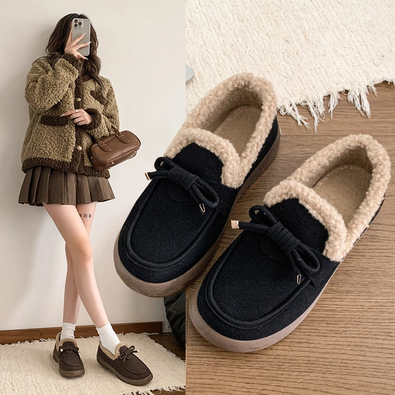 New Winter Women Soft sole round head short plush inner Warm ankle boots Fashion comfortable Outdoor casual sneakers suede Shoes