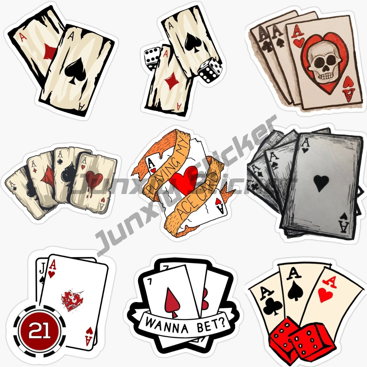 

Poker Sticker Car Motorcycle Laptop Wall Room Truck Window Bicycle Glass Helmet Camper Waterproof Decal
